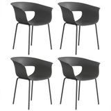 Outsunny Tuinstoel voor buitencomfort-Metaal, kunststof-61L x 51B x 74H cm-Donkergrijs