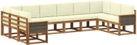 vidaXL - Buiten - bank - set - 10 - st - Natuurlijk - en - Crème - Massief - Acacia - Hout