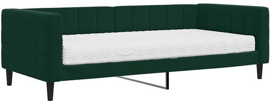 vidaXL Slaapbank met matras fluweel donkergroen 90x200 cm