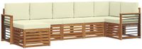 vidaXL - Hoek loungeset - 7 zitplaatsen - Natuurlijk en crème - Acacia hout