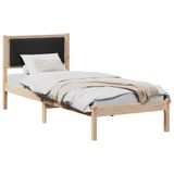 vidaXL Bedframe met hoofdeinde, zwart, 80 x 200 cm, massief grenen