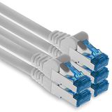 1aTTack.de Patchkabel – 5x 10m Ethernet-, netwerk-, LAN-kabel CAT6a (voor Gigabit-netwerken, routers, switches, modems met RJ45-ingang – wit)