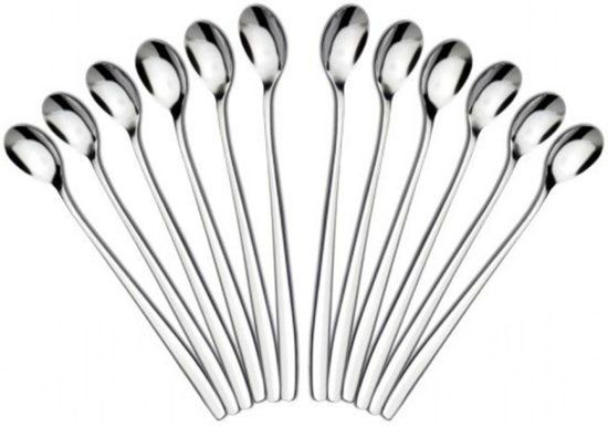 KELERINO. Latte Machiato lepels â€“ RVS lange yoghurt dessert of koffie lepeltjes â€“ - set van 12 stuks