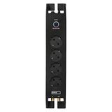EMOS P54222 4-delige stekkerdoos met overspanningsbeveiliging, 2 m kabel met schakelaar en led-display, geaard meervoudig stopcontact, 1800 J, afvoerstroom 15000 A