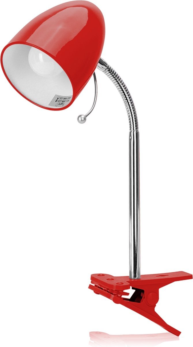 Aigostar LED klemlamp - E27 Fitting - Rood - Excl. lampje