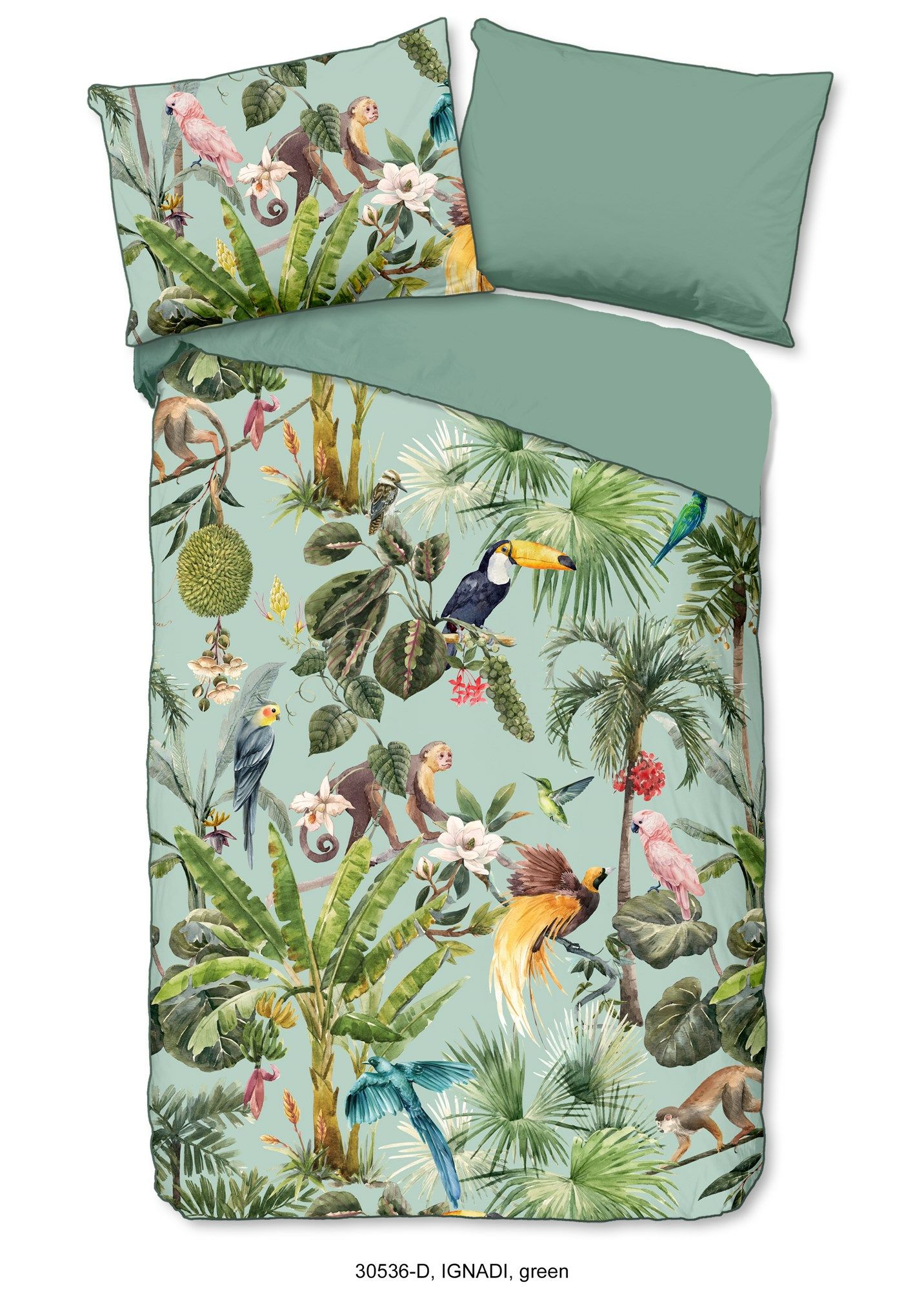 Ignadi Green Cotton Satin Single Bedding Set - 140x220cm