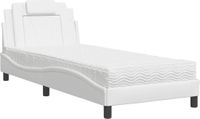 vidaXL Bed met matras, wit, kunstleer, 90x200 cm