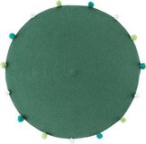 Merkloos Rond Vloerkleed met Pompons - 90 cm - Groen