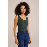 WE Fashion WE Fundamentals singlet met katoen - donkergroen