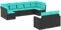 vidaXL 9-delige Loungeset met kussens van polyrattan in zwart