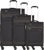 Worldpack Dublin 4 wielen Kofferset 3-delig Zachte bagage TSA slot zwart