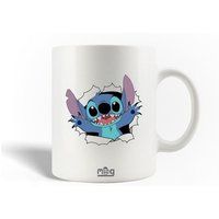 Keramieken mok maniacase, Stitch sneeuw Kerstmis blauw