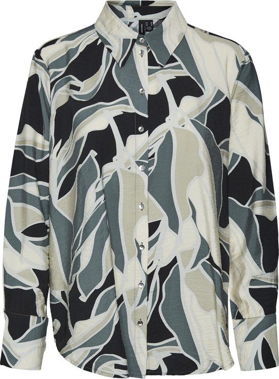 VERO MODA VMBELINE BEA LS LONG SHIRT WVN Dames Blouse - Zwart - Maat S