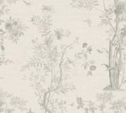 A.S. Création Vliesbehang, Bloemenbehang grijs | B790437, 10,05 m x 0,53 m