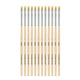 Idena 90093 - Borstelkwasten, maat 2, met onbeschilderde houten steel, set van 12, schilderspenselen voor scholieren hobbykunstenaars
