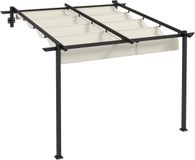 Outsunny Terrassendach Pergola ca. 3x3m Terrassendachung, Garten Pavillon aus Aluminium, Wandmontage, Gartenpavillon mit Verstellbares Dach, Sonnenschutz für Terrasse und Garten, Cremeweiß