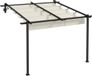 Outsunny Pergola de terrasse env. 3x3m toiture de terrasse, tonnelle de jardin en aluminium, montage mural, tonnelle de jardin avec toit réglable, protection solaire pour terrasse et jardin, blanc crème