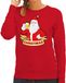 Bellatio Decorations Foute kersttrui / sweater rood Merry Christmas kerstman met een peul bier / biertje voor dames - kerstkleding / christmas outfit S