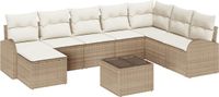 vidaXL Tuinbank - Set - 9 - st - Beige - Polyrotan