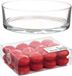 Trend Candles Cadeau set/Sfeer set van een lage luxe transparante vaas 8 x 25 cm met 24x rode drijfkaarsen 4.5 cm