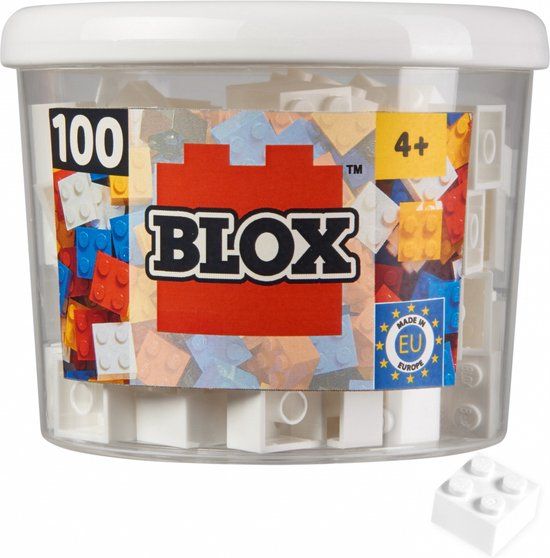 Simba Blox, 100 witte bouwstenen voor kinderen vanaf 3 jaar, 4 stuks, inclusief doos, hoge kwaliteit, volledig compatibel met vele andere fabrikanten