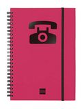 Finocam - Dubbele spiraalvormige telefoonindex en rubberen sluiting (48 vellen, 120 g, A5), magenta kleur