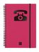 Finocam - Dubbele spiraalvormige telefoonindex en rubberen sluiting (48 vellen, 120 g, A5), magenta kleur