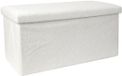 HOME DECO FACTORY Poef/hocker Natuurlijk - opvouwbaar - stof - wit - MDF/polyester - 76 x 38 cm