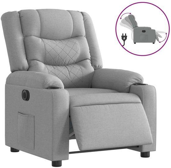 vidaXL Fauteuil elektrisch verstelbaar stof lichtgrijs