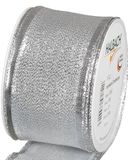 Halbach Seidenbänder Geschenklint zilver - Made in Germany - met vormbare draadranden | 60 mm x 25 m | elegant gouden lint voor bruiloft of Kerstmis