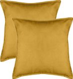 Atmosphera Bank/sierkussens huiskamer Sophia - 2x stuks - 52 x 52 cm - Okergeel - polyester - met rits