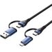 Watio Wave USB-kabel USB 2.0 met USB- en micro-USB-stekkers, lengte 1 m, zwart/blauw, ideaal voor gegevensoverdracht