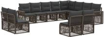 vidaXL Tuinbank - Set - 12 zitplekken - Grijs en Donkergrijs - Polyrattan