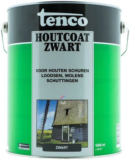 Tenco Houtcoating Zwart - 5 liter - Zijdeglans - Voor buiten