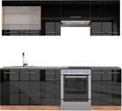 Vicco Fame-Line Unité de cuisine complète – 240 cm, WB anthracite anthracite brillant/chêne doré