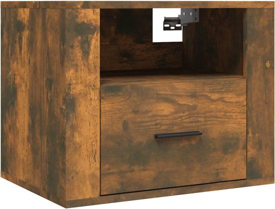 vidaXL Nachtkastje wandgemonteerd 50x36x40 cm gerookt eikenkleurig