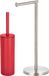 Spirella Badkamer accessoires set - WC-borstel/toiletrollen houder - metaal - rood/zilver