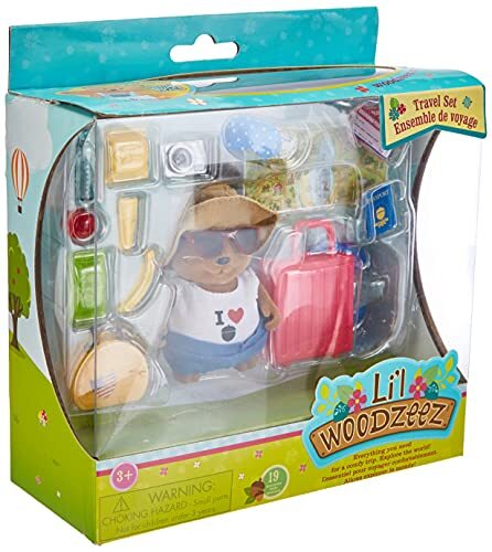 Li'l woodzeez WZ6725Z Speelset & accessoires 19-delige speelgoedset met dierenkarakter, speelvoer en reisaccessoires - miniatuur beeldjes en speelsets voor kinderen vanaf 3 jaar