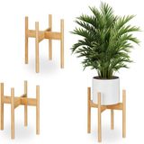 Merkloos Relaxdays plantenstandaard bamboe, set van 3