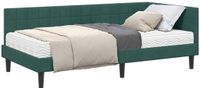 vidaXL Hoekbedframe met matras, 2 stuks, donkergroen, fluweel, 90 x 190 cm