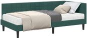 vidaXL Hoekbedframe met matras, 2 stuks, donkergroen, fluweel, 90 x 190 cm