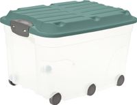 Rotho Roller boîte de rangement avec couvercle et roulettes 57L Mistletoe vert/transparent