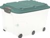 Rotho Roller boîte de rangement avec couvercle et roulettes 57L Mistletoe vert/transparent