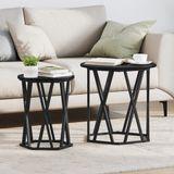 vidaXL Salontafel, 2 stuks, zwart, eikenlook, 50 x 50 x 50 cm
