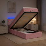 Prolenta Maison Exclusive - Lit Ottoman avec matelas et éclairage LED rose, 100 x 200 cm, revêtement en velours
