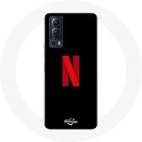 Maniacase Hoesje voor Vivo Y72 Netflix Logo rode zwarte achtergrond