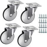 LINDAU 4 roulettes de meubles, diamètre 75 mm, argenté/noir, sans frein, charge max. 120 kg