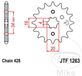 JT Sprockets JTF1263.14 uitgaand tandwiel van versnellingsbak voor motorfiets Suzuki DR, 14 tanden, steek 428, staal, grijs