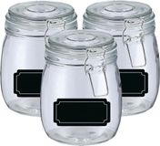 Zeller Weckpotten/inmaakpotten - 6x - 750 ml - glas - met beugelsluiting - incl. etiketten
