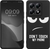 kwmobile telefoonhoesje geschikt voor Xiaomi 14T - Hoesje voor smartphone in wit / zwart - Backcover van TPU - Don't Touch My Phone design